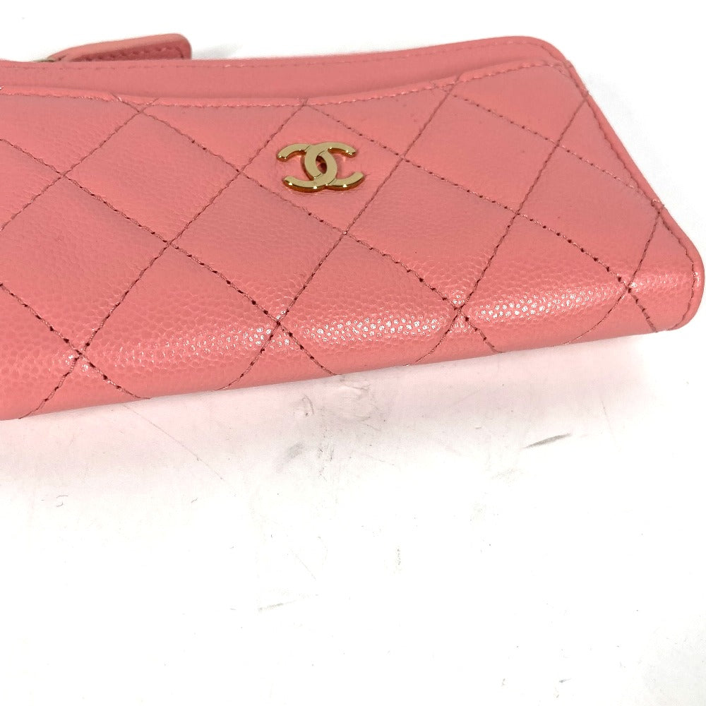 CHANEL Coin case AP3179 Caviar skin pink Matrasse COCO Mark Fragment Case Women Used Authentic