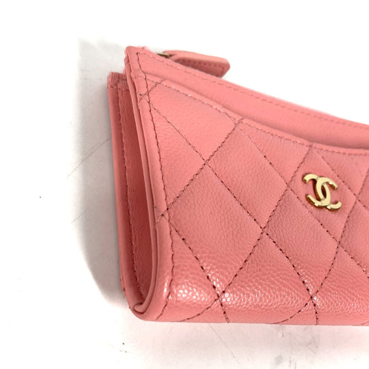 CHANEL Coin case AP3179 Caviar skin pink Matrasse COCO Mark Fragment Case Women Used Authentic