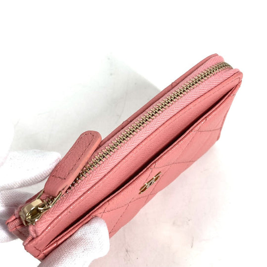 CHANEL Coin case AP3179 Caviar skin pink Matrasse COCO Mark Fragment Case Women Used Authentic
