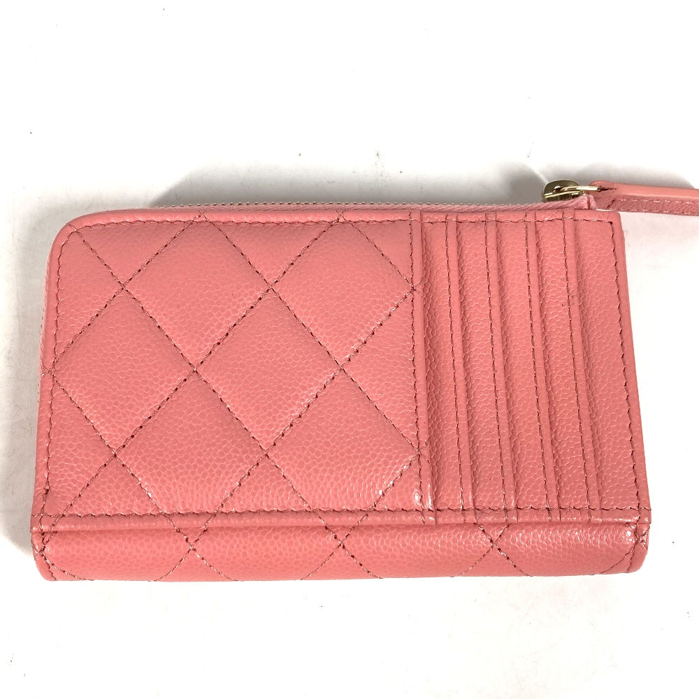 CHANEL Coin case AP3179 Caviar skin pink Matrasse COCO Mark Fragment Case Women Used Authentic
