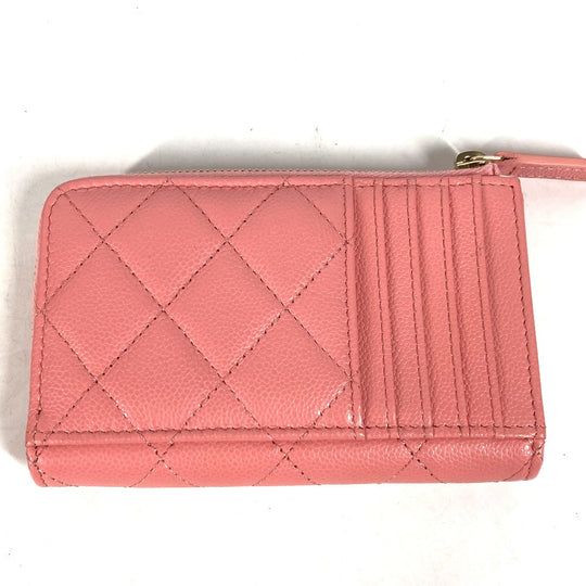 CHANEL Coin case AP3179 Caviar skin pink Matrasse COCO Mark Fragment Case Women Used Authentic