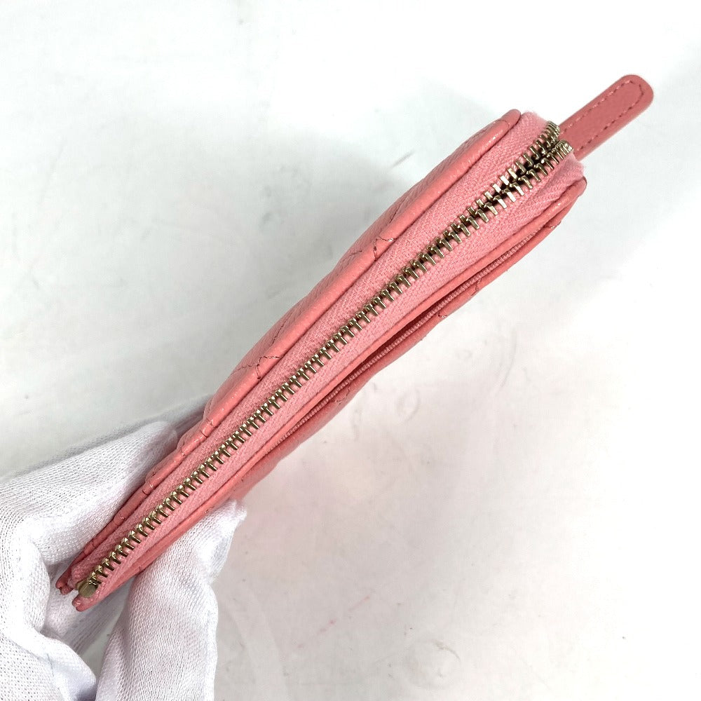 CHANEL Coin case AP3179 Caviar skin pink Matrasse COCO Mark Fragment Case Women Used Authentic