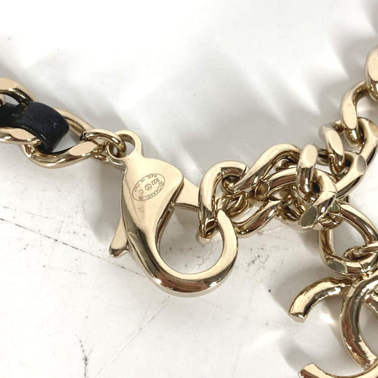 CHANEL belt Leather, Metal black B22C COCO Mark Chain belt Women Used Authentic