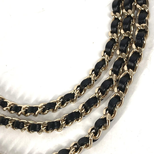 CHANEL belt Leather, Metal black B22C COCO Mark Chain belt Women Used Authentic