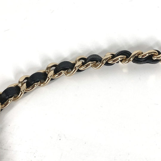CHANEL belt Leather, Metal black B22C COCO Mark Chain belt Women Used Authentic