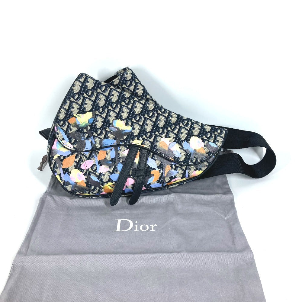 Dior Sling bag Canvas / leather Navy Alex Foxton Oblique Saddle bag mens Used Authentic