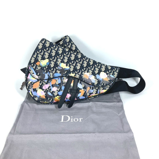 Dior Sling bag Canvas / leather Navy Alex Foxton Oblique Saddle bag mens Used Authentic