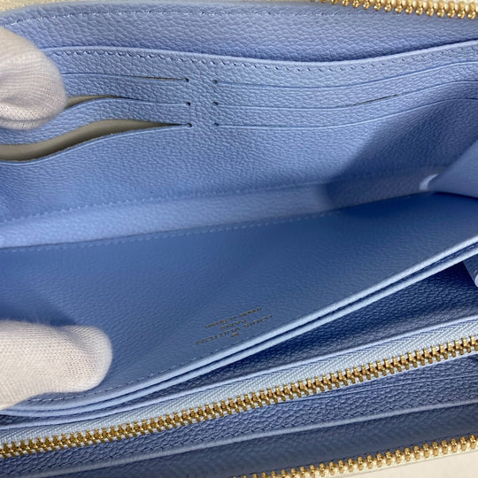 LOUIS VUITTON Long Wallet Purse M83308 Monogram Ann Platt Leather blue Monogram Ann Platt Zippy wallet Women Secondhand Authentic