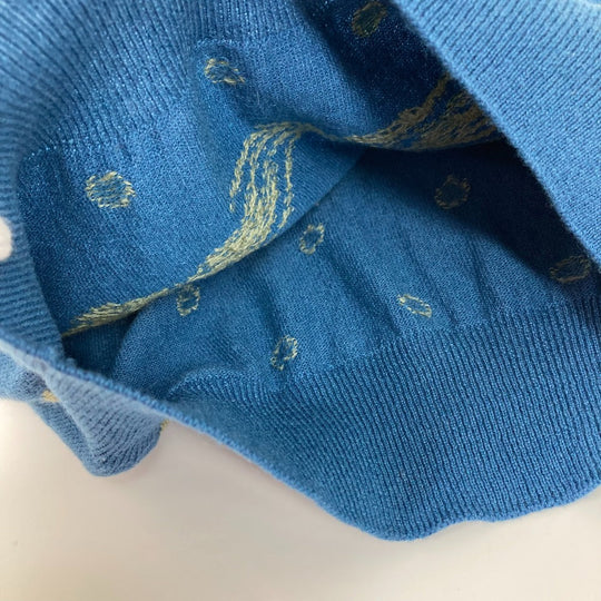 HERMES knit Cashmere, Cotton blue Short sleeve Brid Dougala Women 34 Used Authentic