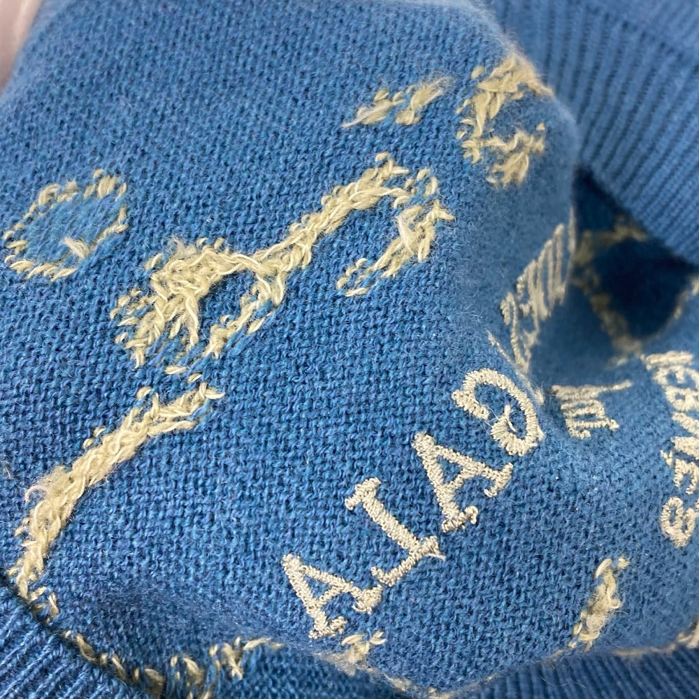 HERMES knit Cashmere, Cotton blue Short sleeve Brid Dougala Women 34 Used Authentic