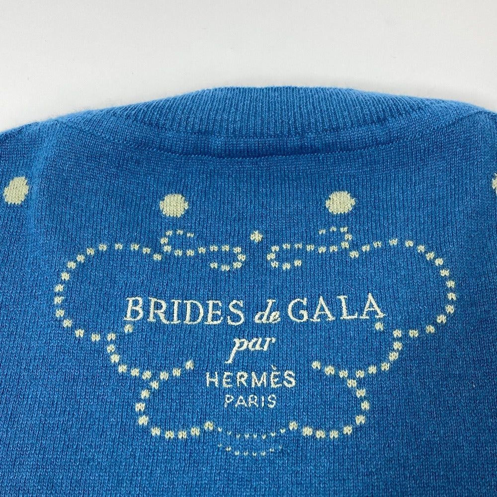 HERMES knit Cashmere, Cotton blue Short sleeve Brid Dougala Women 34 Used Authentic