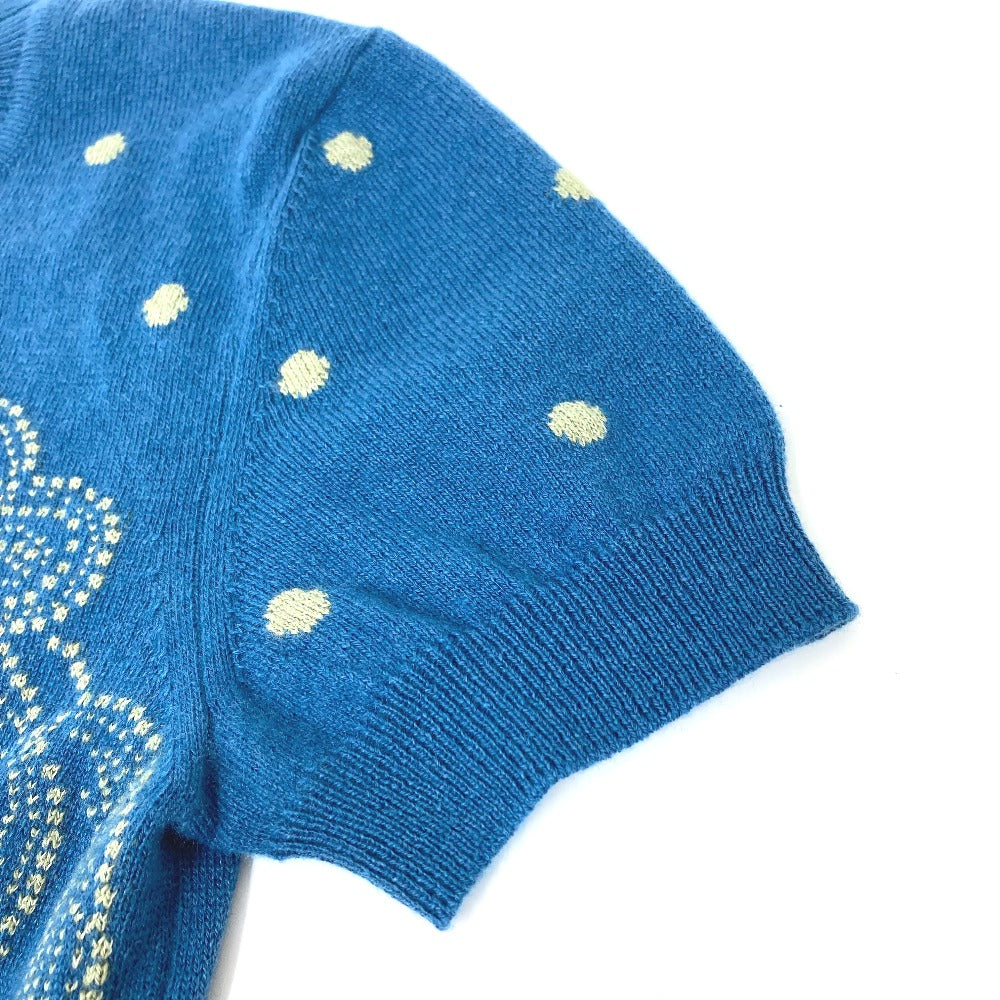 HERMES knit Cashmere, Cotton blue Short sleeve Brid Dougala Women 34 Used Authentic