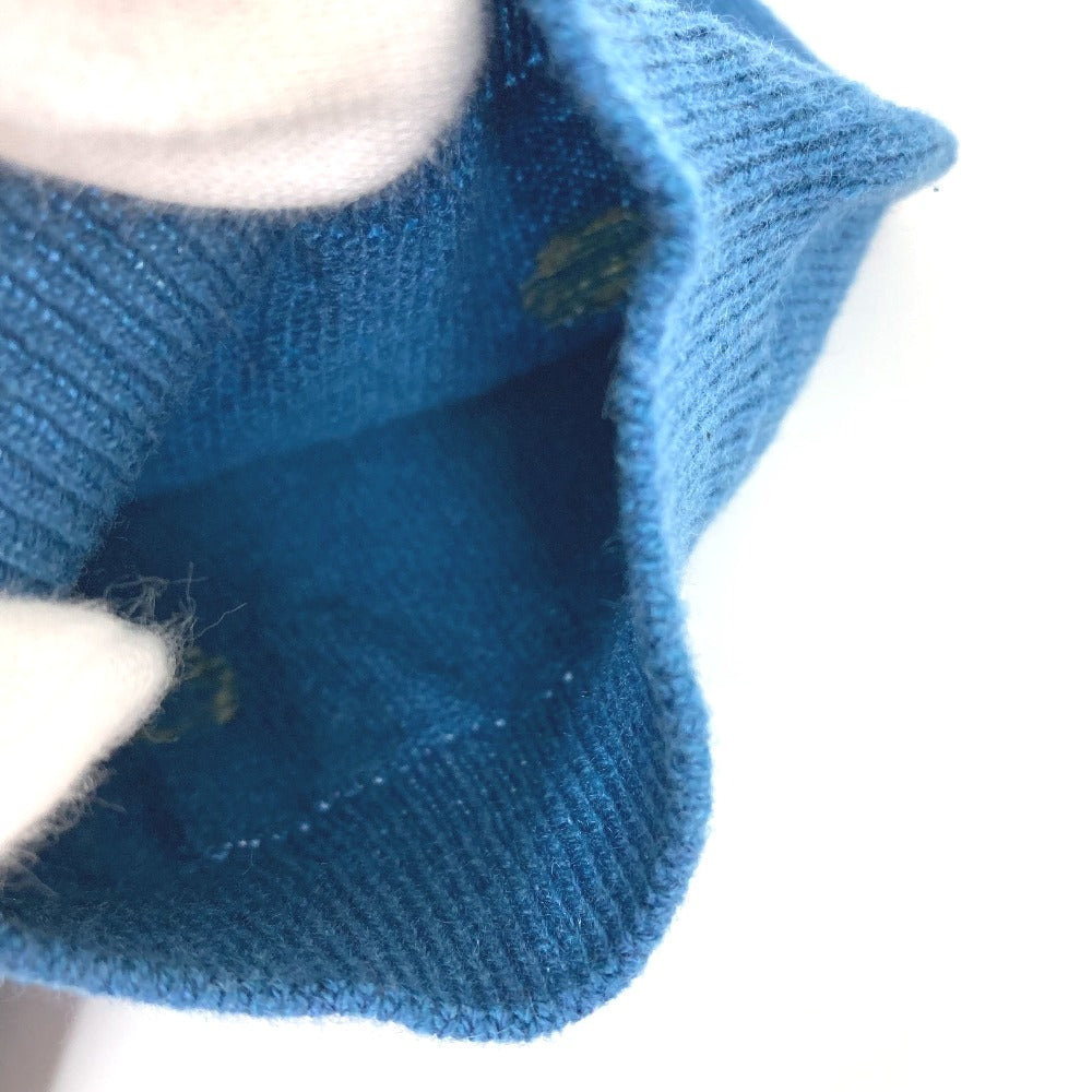 HERMES knit Cashmere, Cotton blue Short sleeve Brid Dougala Women 34 Used Authentic