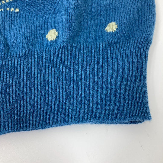HERMES knit Cashmere, Cotton blue Short sleeve Brid Dougala Women 34 Used Authentic