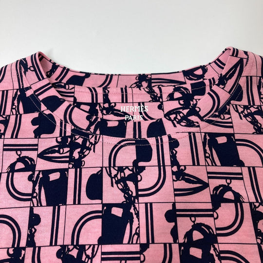 HERMES Short sleeve T-shirt cotton pink apparel short sleeves Brides de Gala en Desolde Women 36 Used Authentic