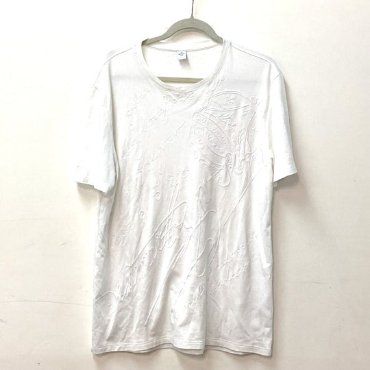 Berluti Short sleeve T-shirt cotton white All-over embroidered scrit T-shirt mens L Used Authentic