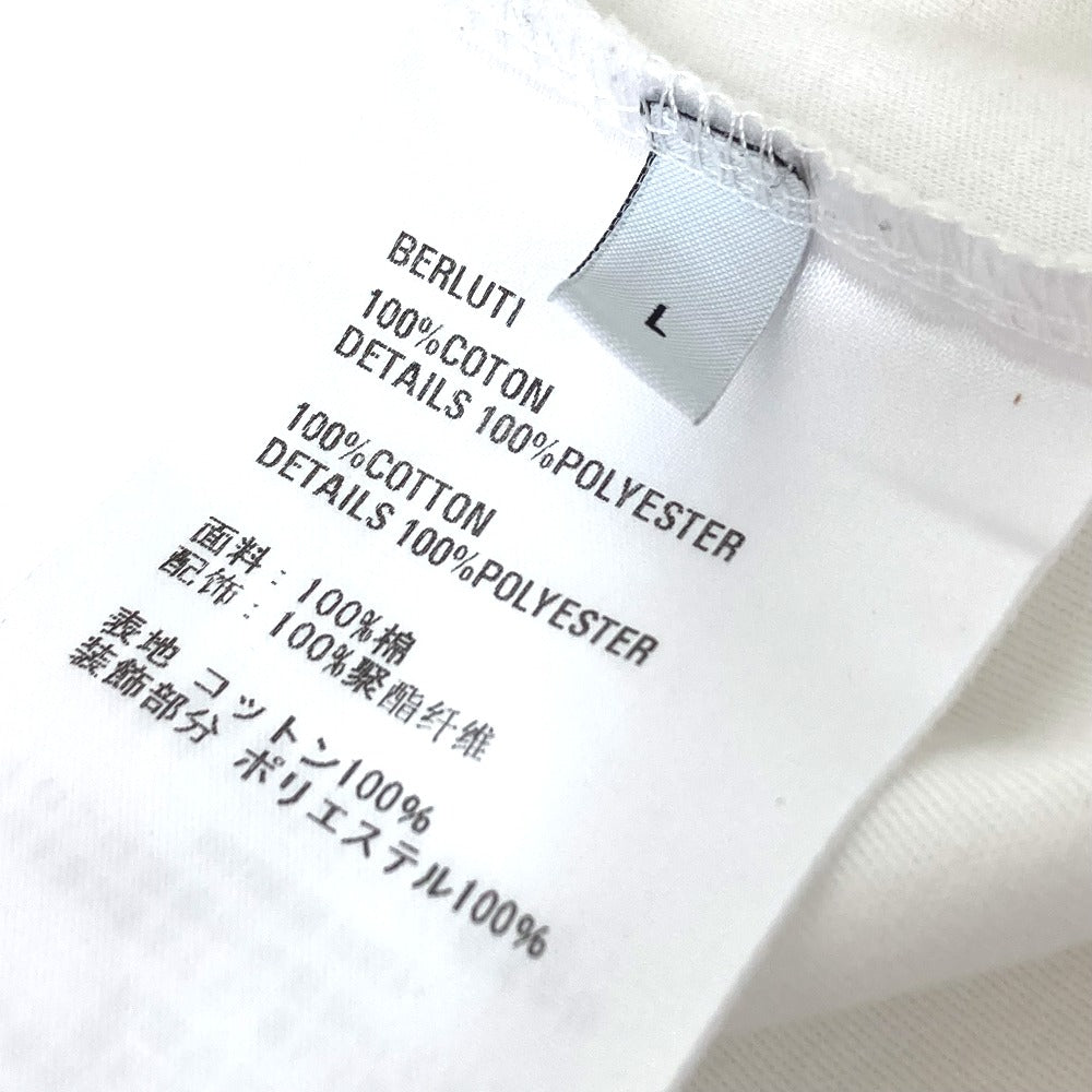 Berluti Short sleeve T-shirt cotton white All-over embroidered scrit T-shirt mens L Used Authentic