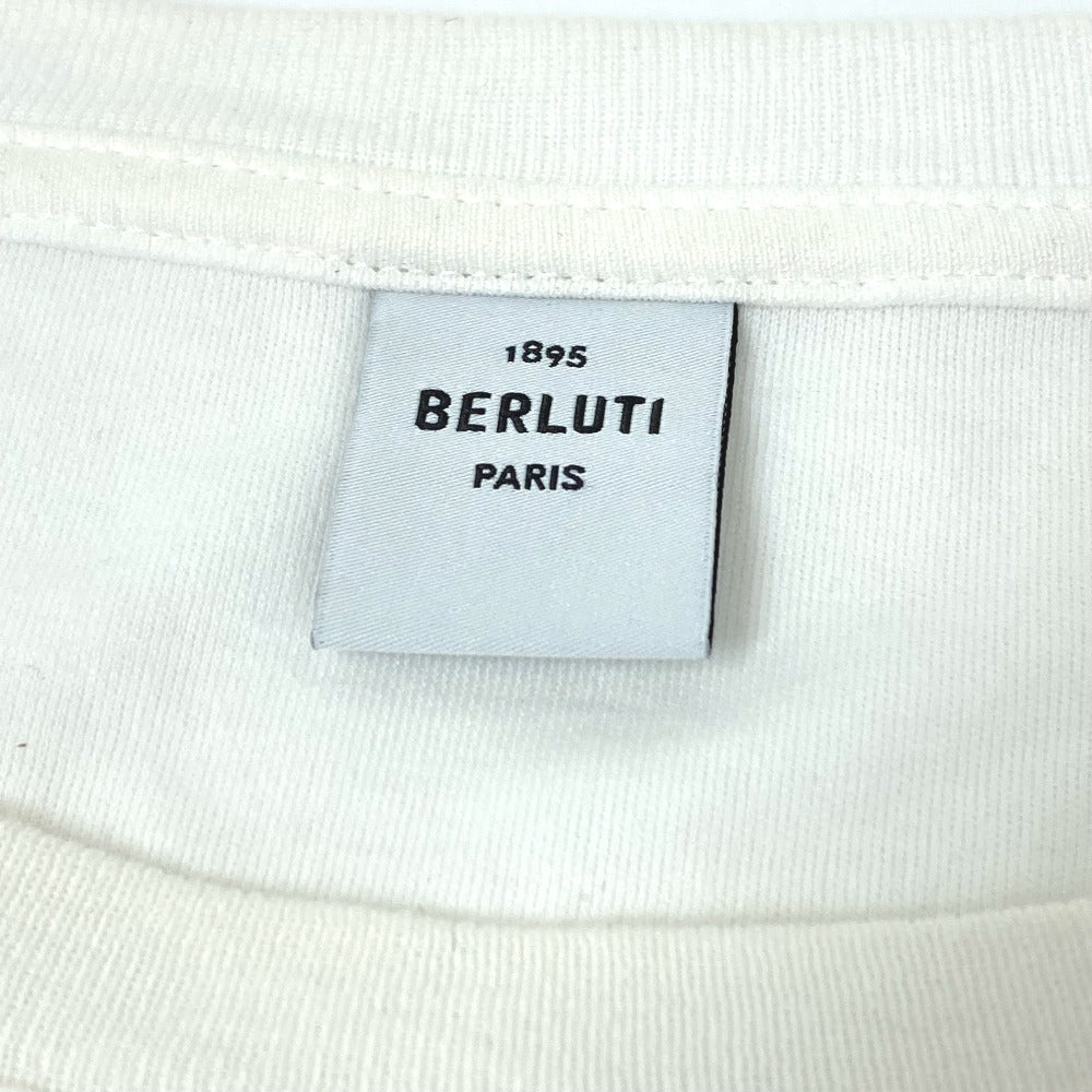 Berluti Short sleeve T-shirt cotton white All-over embroidered scrit T-shirt mens L Used Authentic