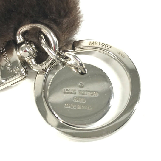 LOUIS VUITTON key ring MP1997 Fur, Leather Brown monkey animal Bijoux Sac Portocle Monkey Women Used Authentic