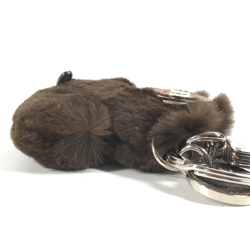 LOUIS VUITTON key ring MP1997 Fur, Leather Brown monkey animal Bijoux Sac Portocle Monkey Women Used Authentic