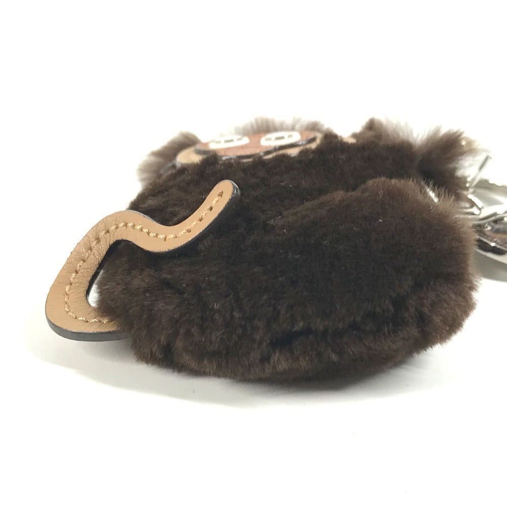 LOUIS VUITTON key ring MP1997 Fur, Leather Brown monkey animal Bijoux Sac Portocle Monkey Women Used Authentic