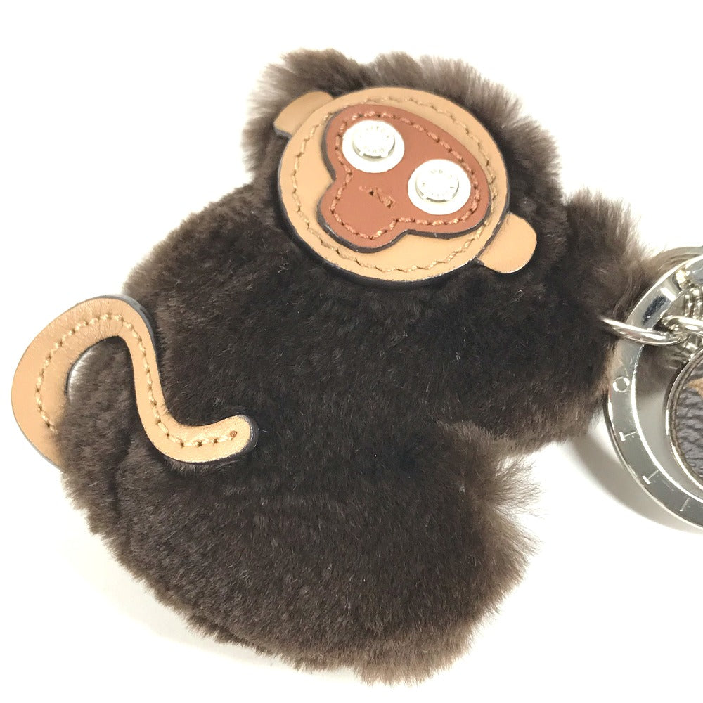 LOUIS VUITTON key ring MP1997 Fur, Leather Brown monkey animal Bijoux Sac Portocle Monkey Women Used Authentic
