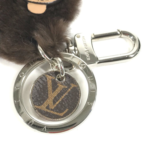 LOUIS VUITTON key ring MP1997 Fur, Leather Brown monkey animal Bijoux Sac Portocle Monkey Women Used Authentic