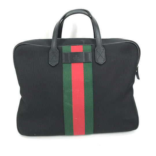 GUCCI Tote Bag 630922 Leather / canvas black Sherry line Business bag Women Used Authentic
