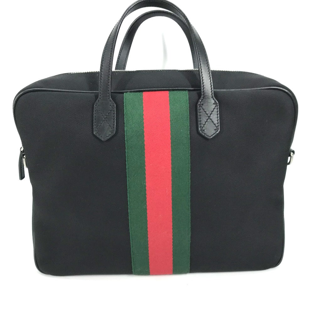 GUCCI Tote Bag 630922 Leather / canvas black Sherry line Business bag Women Used Authentic