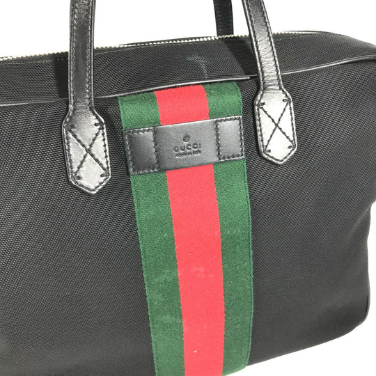 GUCCI Tote Bag 630922 Leather / canvas black Sherry line Business bag Women Used Authentic