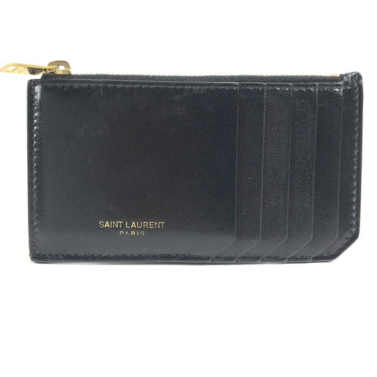 SAINT LAURENT PARIS Coin case 631992 leather black Wallet Compact Wallet Fragment case mens Used Authentic