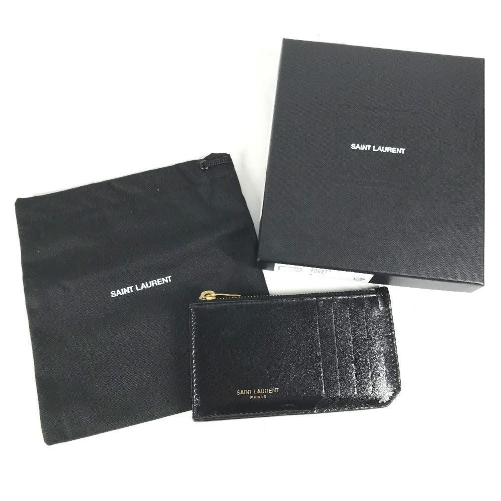 SAINT LAURENT PARIS Coin case 631992 leather black Wallet Compact Wallet Fragment case mens Used Authentic