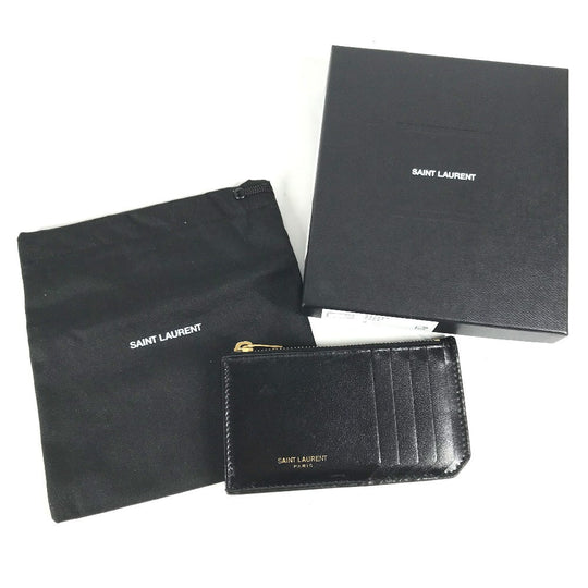 SAINT LAURENT PARIS Coin case 631992 leather black Wallet Compact Wallet Fragment case mens Used Authentic