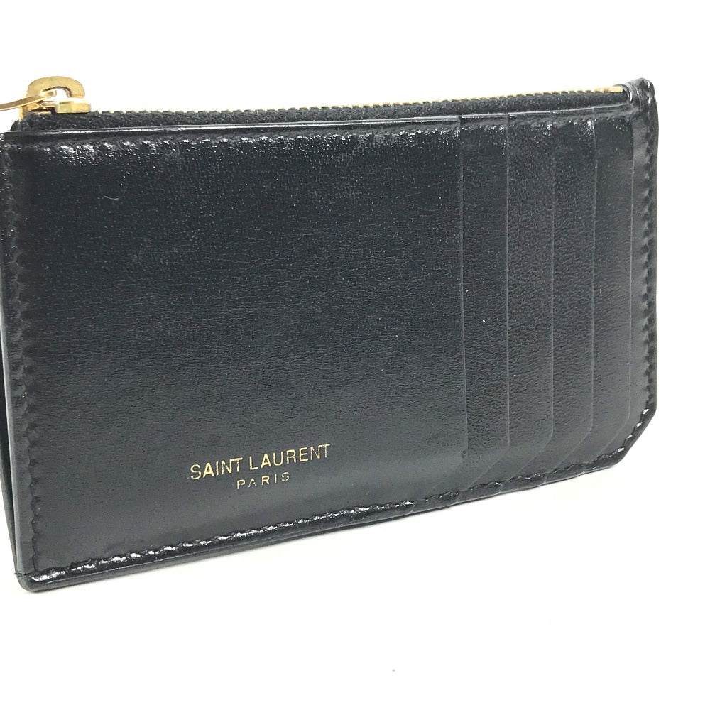SAINT LAURENT PARIS Coin case 631992 leather black Wallet Compact Wallet Fragment case mens Used Authentic