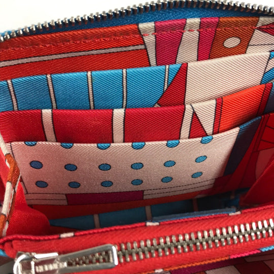 HERMES Folded wallet Epsom blue Compact wallet Azap compact silk in Women Secondhand Authentic