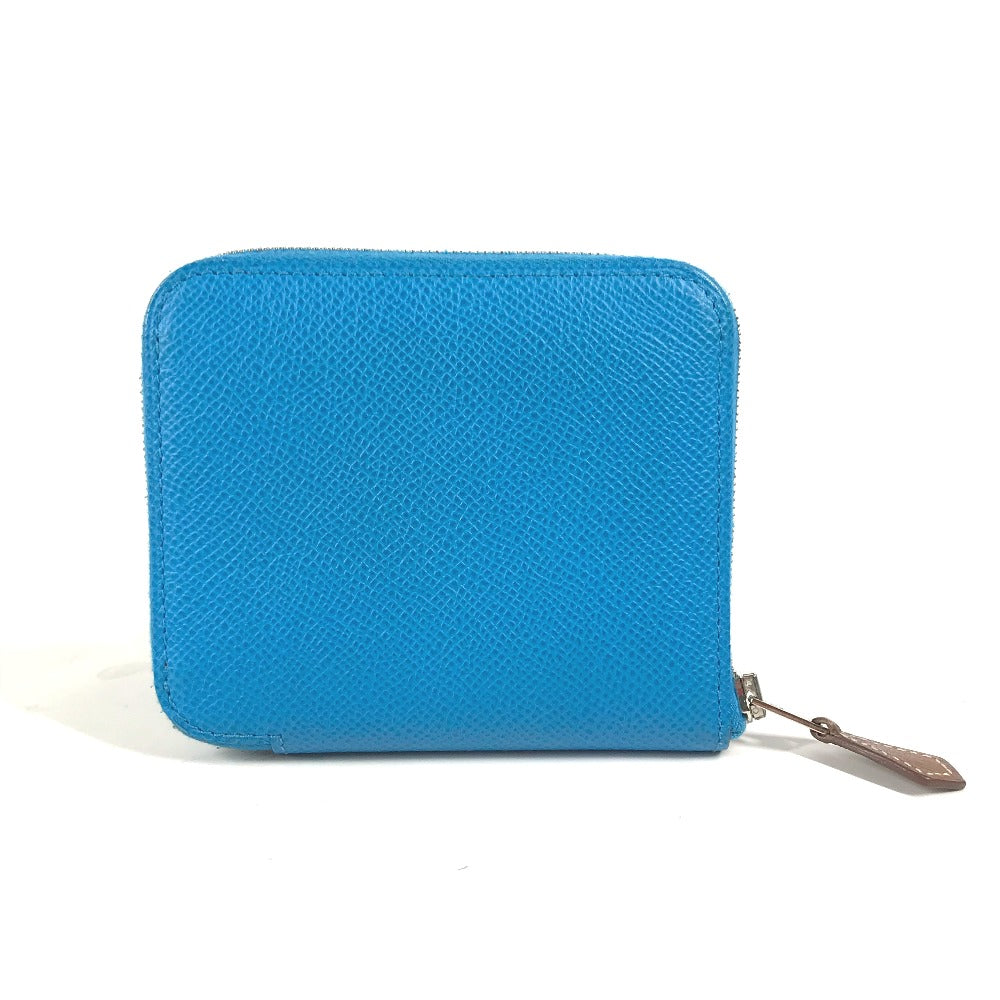 HERMES Folded wallet Epsom blue Compact wallet Azap compact silk in Women Secondhand Authentic