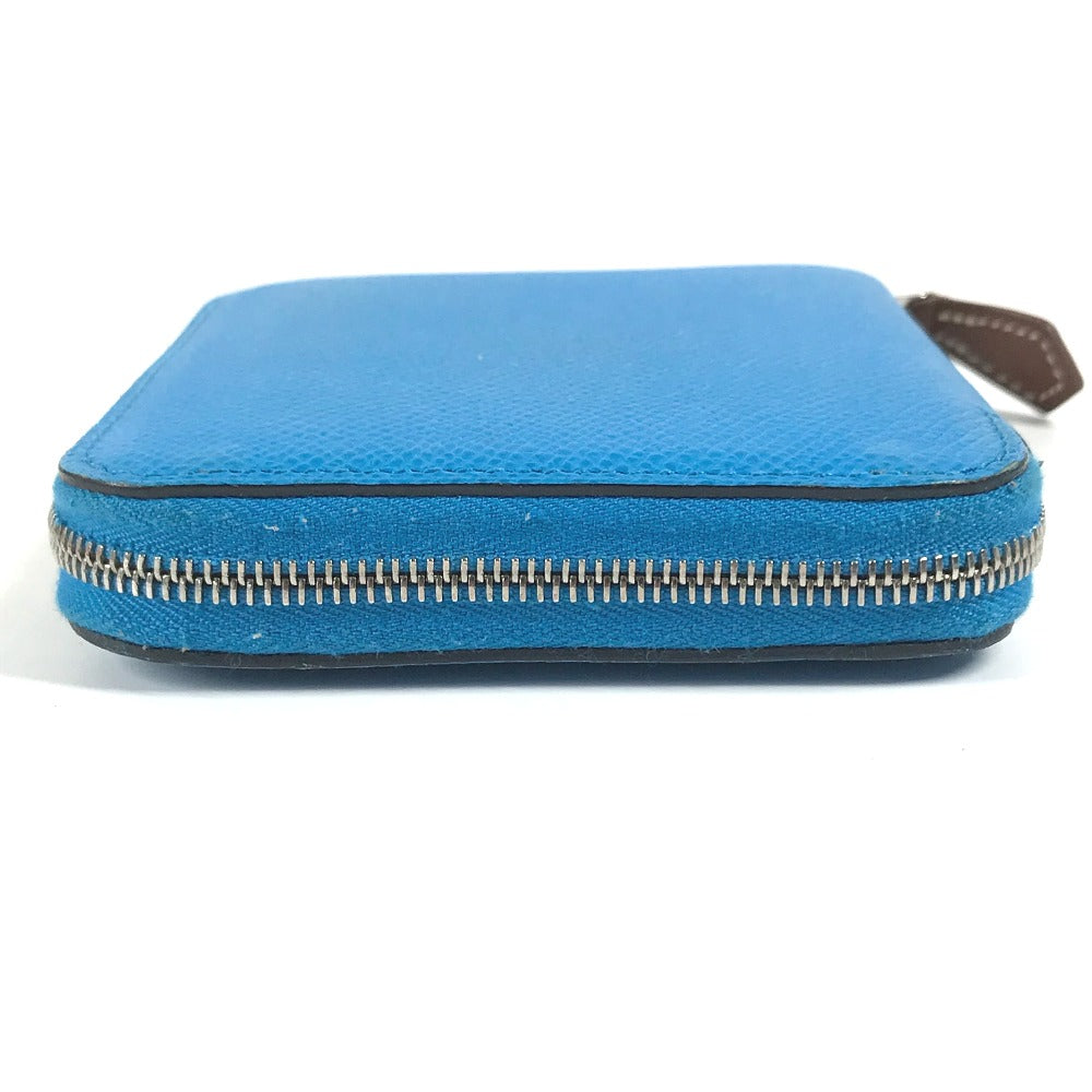 HERMES Folded wallet Epsom blue Compact wallet Azap compact silk in Women Secondhand Authentic
