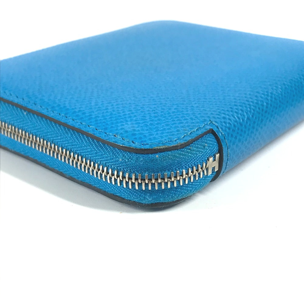 HERMES Folded wallet Epsom blue Compact wallet Azap compact silk in Women Secondhand Authentic
