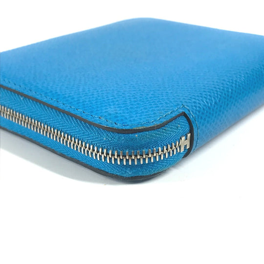 HERMES Folded wallet Epsom blue Compact wallet Azap compact silk in Women Secondhand Authentic
