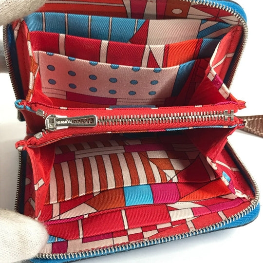 HERMES Folded wallet Epsom blue Compact wallet Azap compact silk in Women Secondhand Authentic
