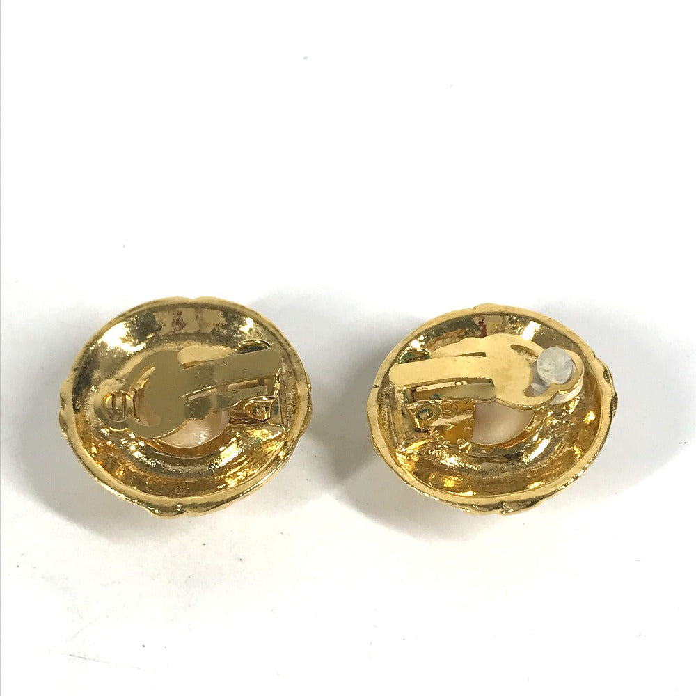 CHANEL Earring metal gold vintage CC COCO Mark 4-row fake pearl Women Used Authentic