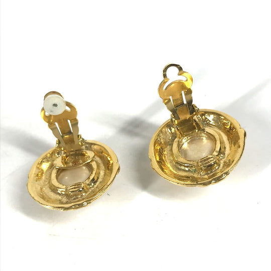 CHANEL Earring metal gold vintage CC COCO Mark 4-row fake pearl Women Used Authentic