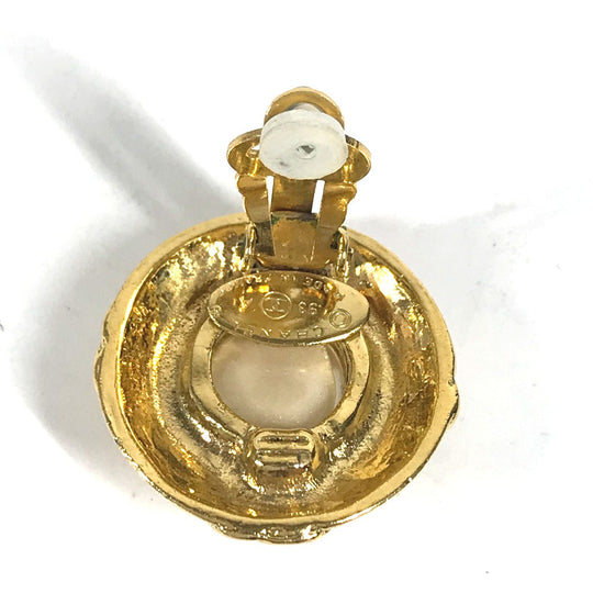 CHANEL Earring metal gold vintage CC COCO Mark 4-row fake pearl Women Used Authentic