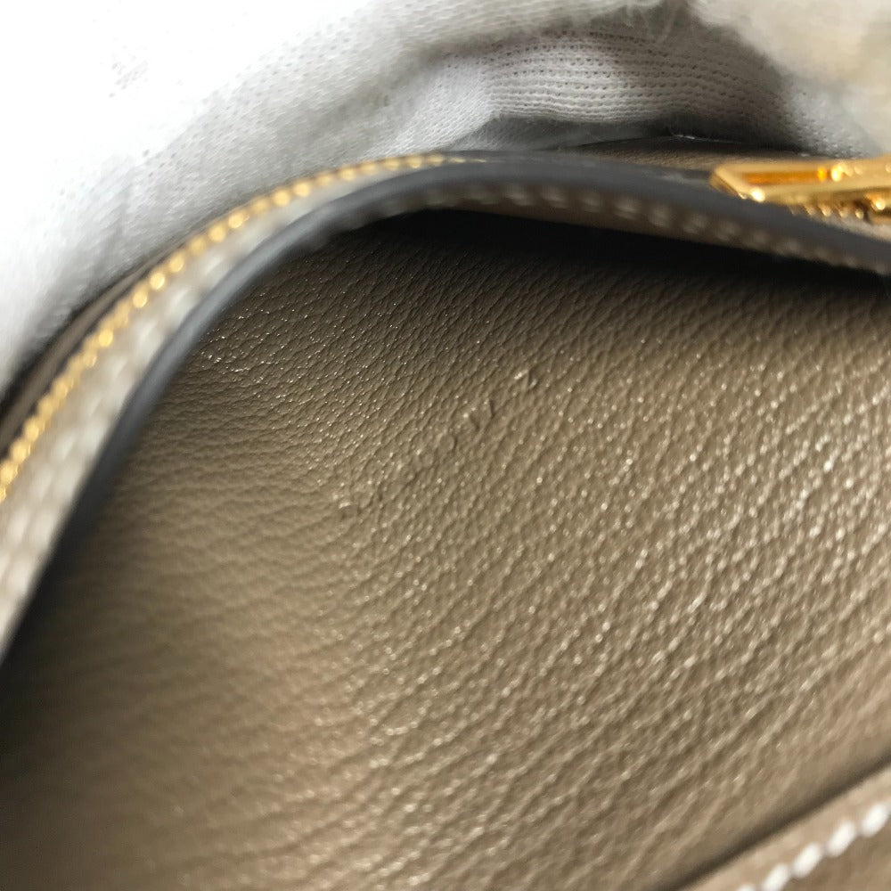 HERMES Trifold wallet Shave Gold Metal Bearn combine Women Used Authentic