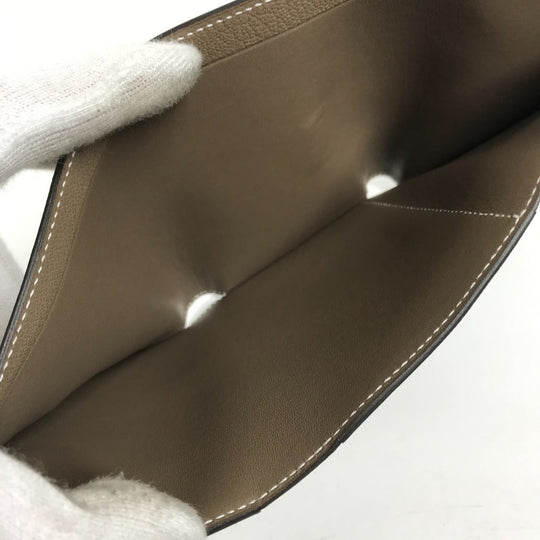 HERMES Trifold wallet Shave Gold Metal Bearn combine Women Used Authentic
