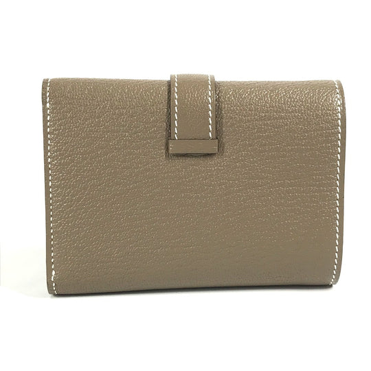 HERMES Trifold wallet Shave Gold Metal Bearn combine Women Used Authentic