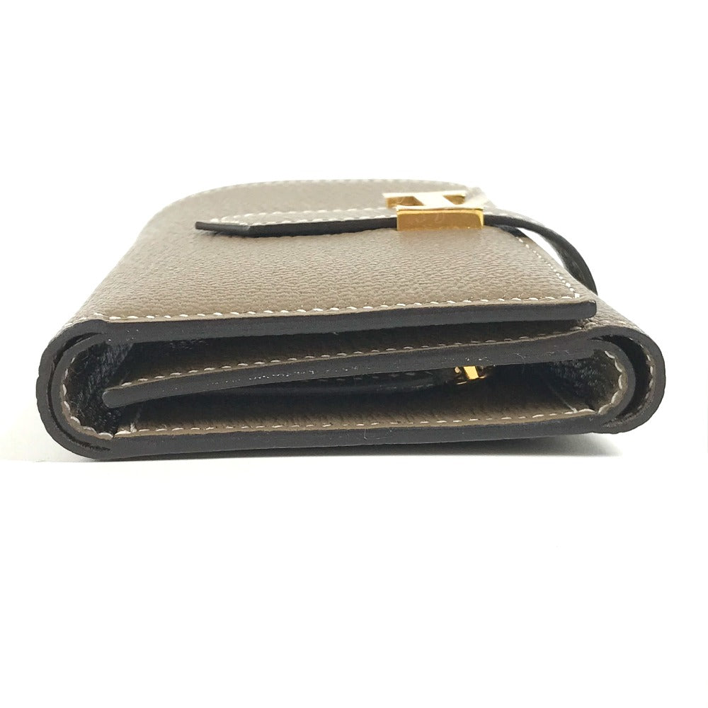 HERMES Trifold wallet Shave Gold Metal Bearn combine Women Used Authentic