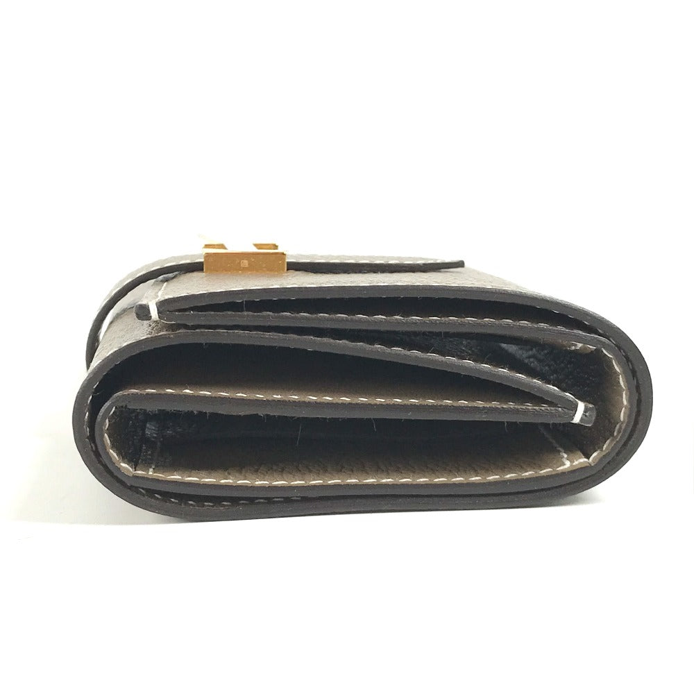 HERMES Trifold wallet Shave Gold Metal Bearn combine Women Used Authentic