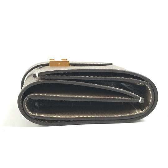 HERMES Trifold wallet Shave Gold Metal Bearn combine Women Used Authentic