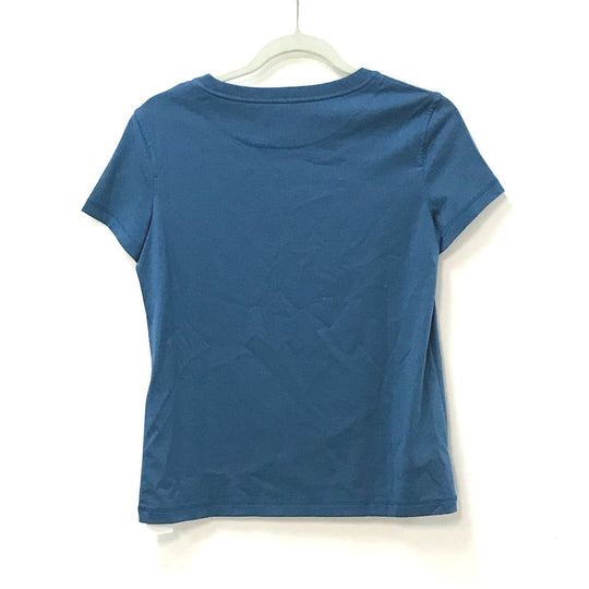 HERMES Short sleeve T-shirt cotton blue apparel tops short sleeves embroidered pocket Women 34 Used Authentic